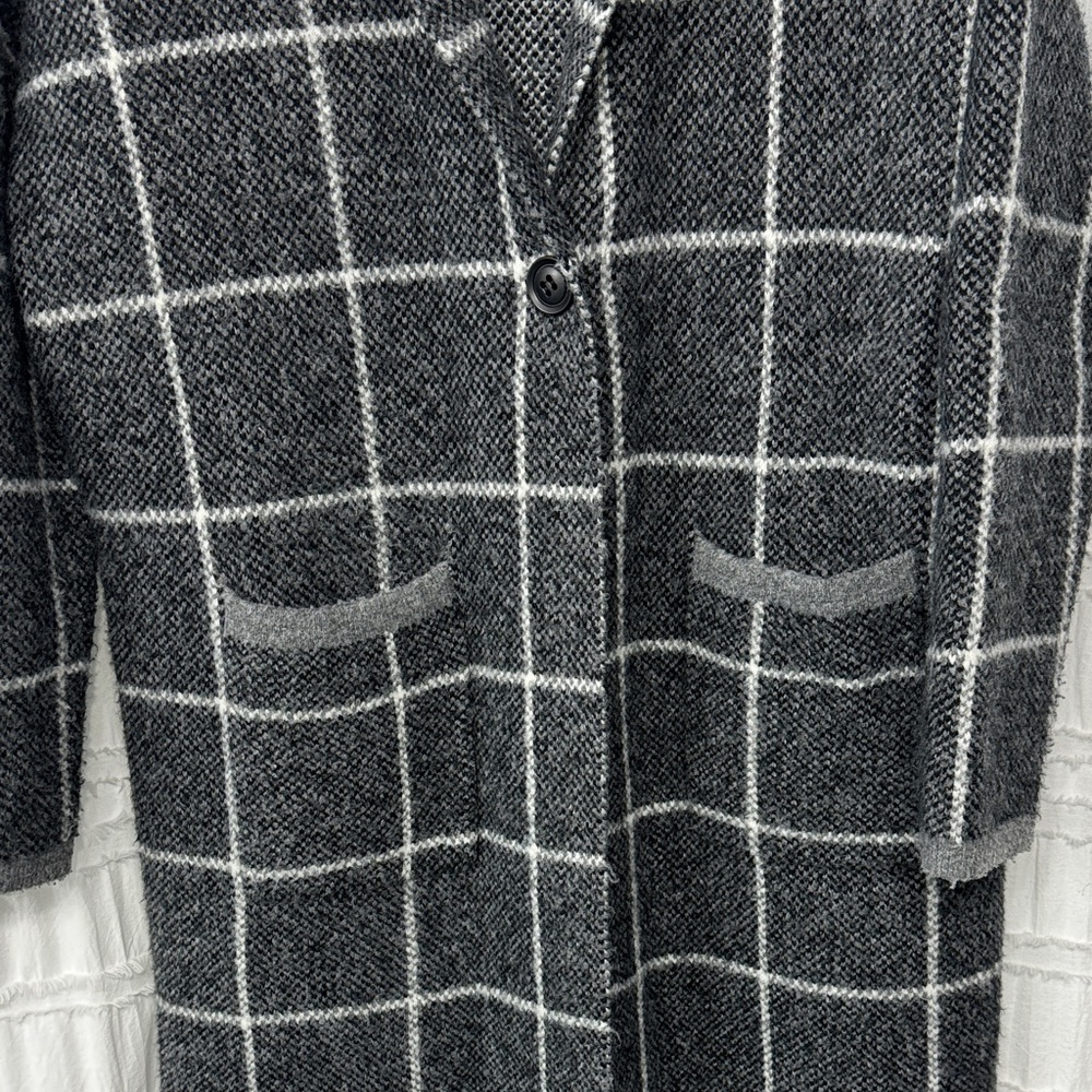 GREY & WHITE CHECKERED OVERCOAT - Picture 3 of 7